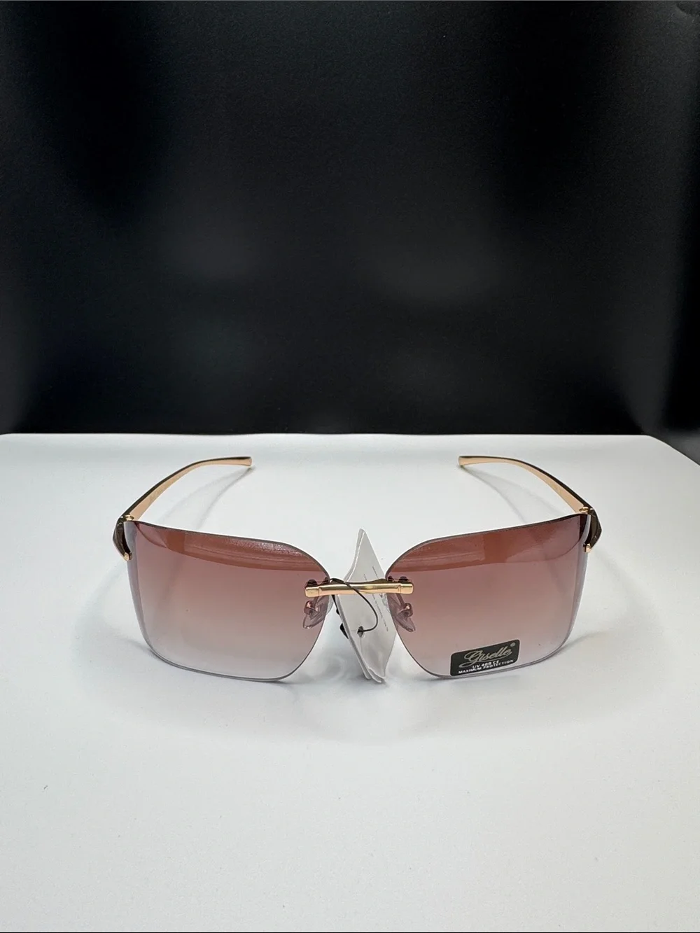 Men's Rimless Gradient Sunglasses - Gold Frame, Brown Lenses